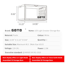 Load image into Gallery viewer, GOTO A2 Black Luminous with Voice Control Shoe Display &amp; Storage Box
