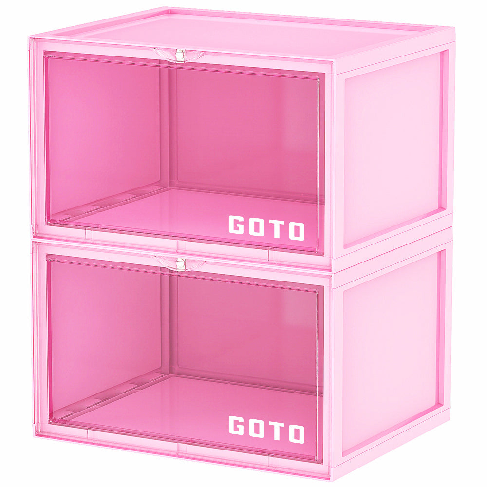 GOTO Macaron Shoe Storage Boxes, Sneaker Display Cases - 1 Pack Contains 2 Boxes